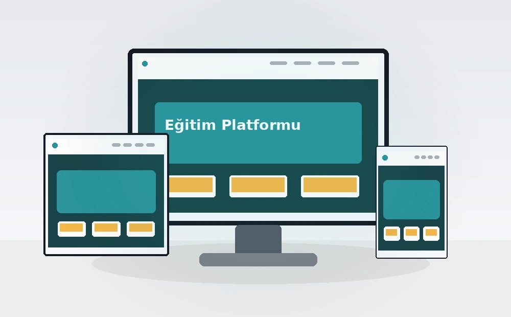 Online Eğitim Platformu masaüstü, tablet ve mobil önizlemesi