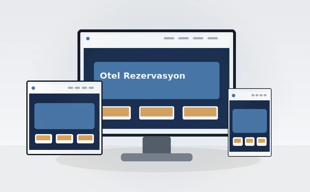 Otel V8 — Online Rezervasyon Sistemi masaüstü, tablet ve mobil önizlemesi